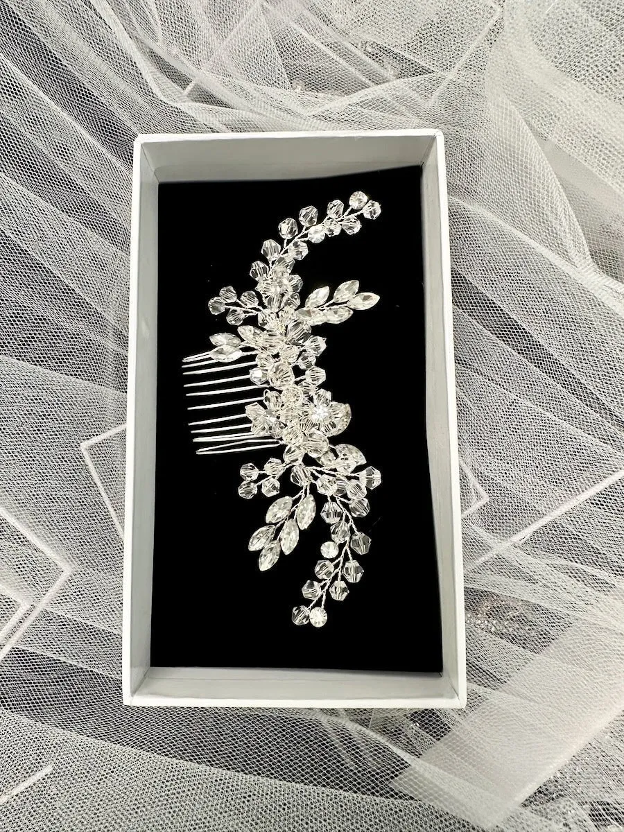 Freya - Pretty Silver Sparkling Crystal Bridal Comb