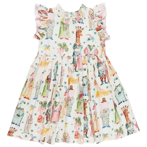 Girls Dress | Leila- Circus Animals | Pink Chicken