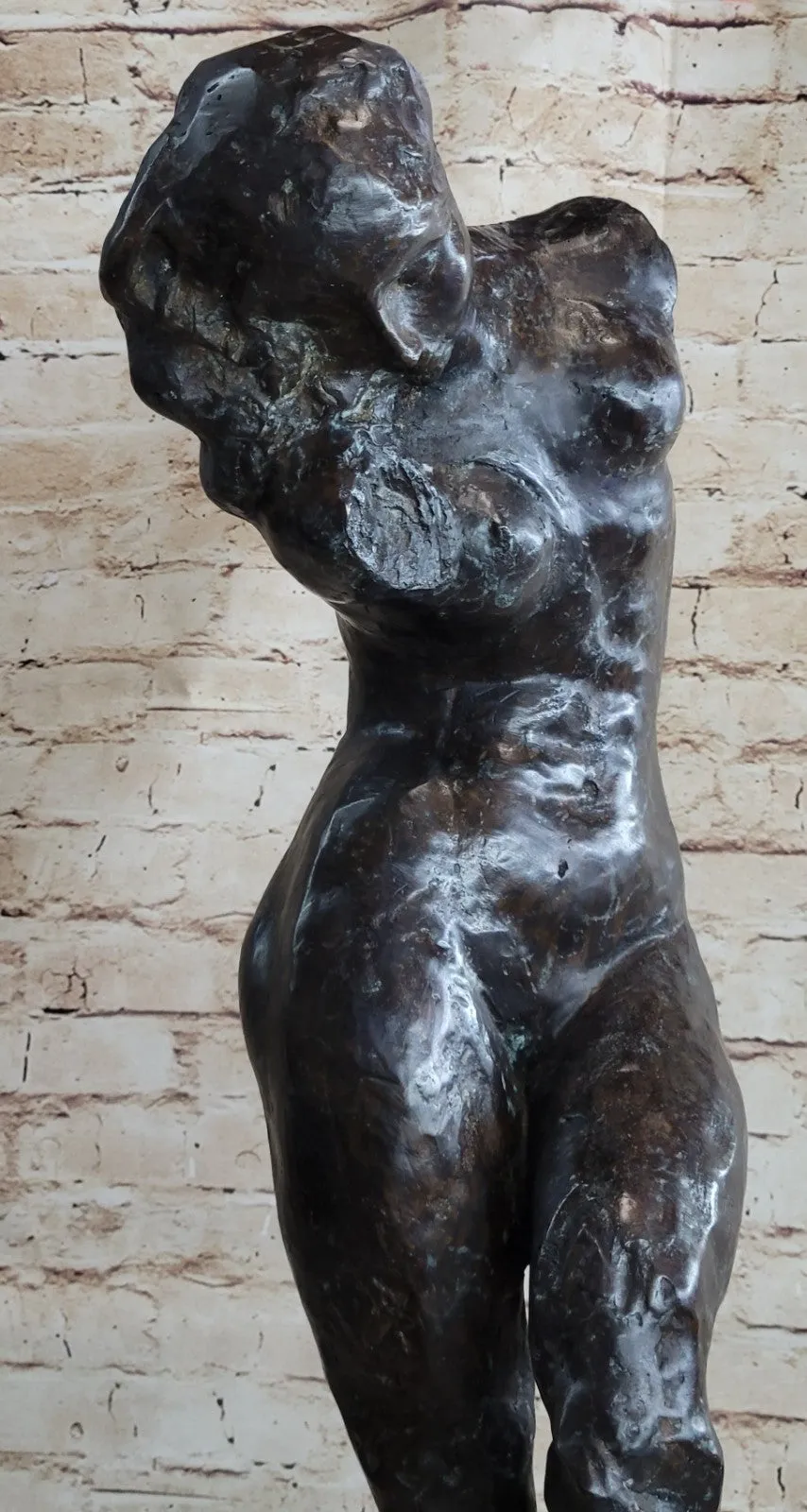 Handcrafted Detailed Female Torso By French Artist Rodin Bronze Sculpture Statue