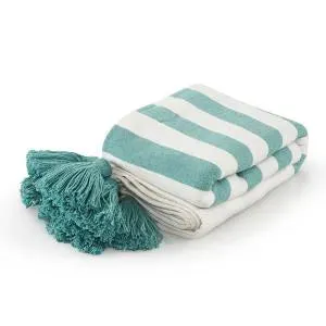 Harbor 80269AHW Aqua Haze/White Throw Blanket