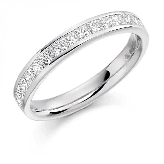 Harmony Collection 0.75ct Princess Cut 3.10mm Half Eternity Ring