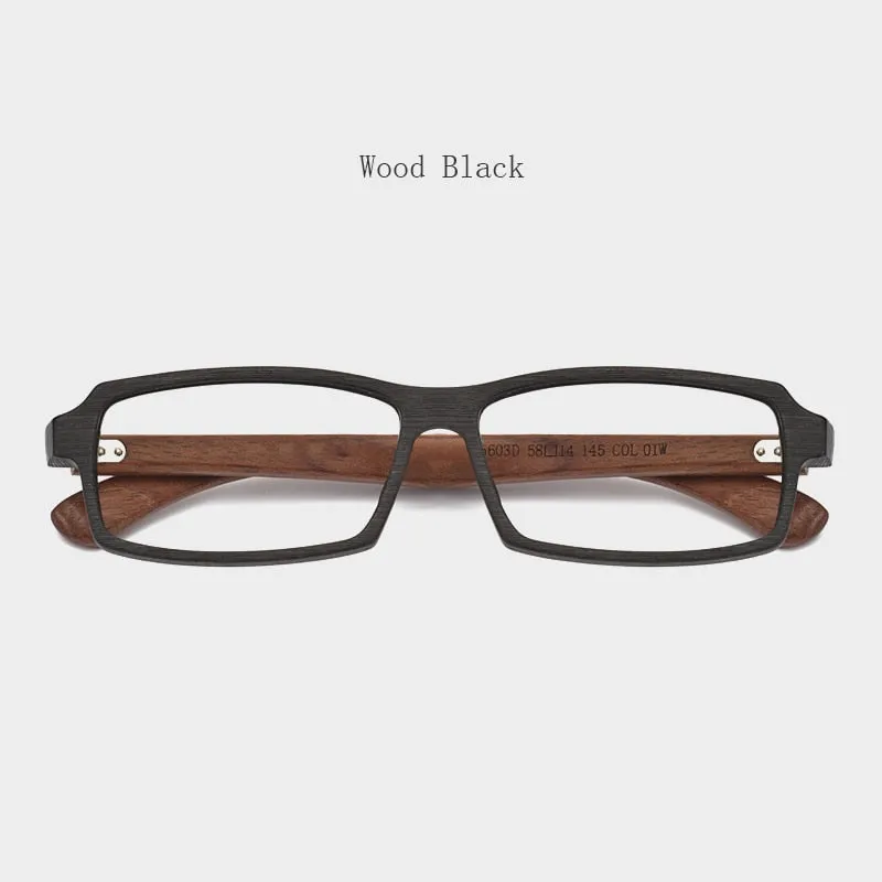 Hdcrafter Men's Full Rim Rectangle Wood Frame Eyeglasses 5603