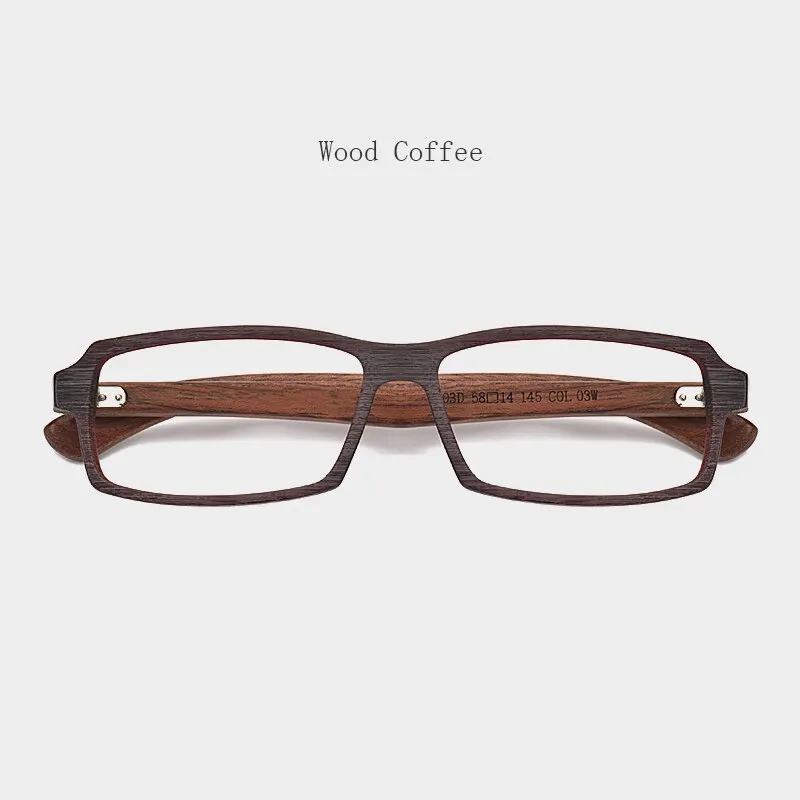 Hdcrafter Men's Full Rim Rectangle Wood Frame Eyeglasses 5603