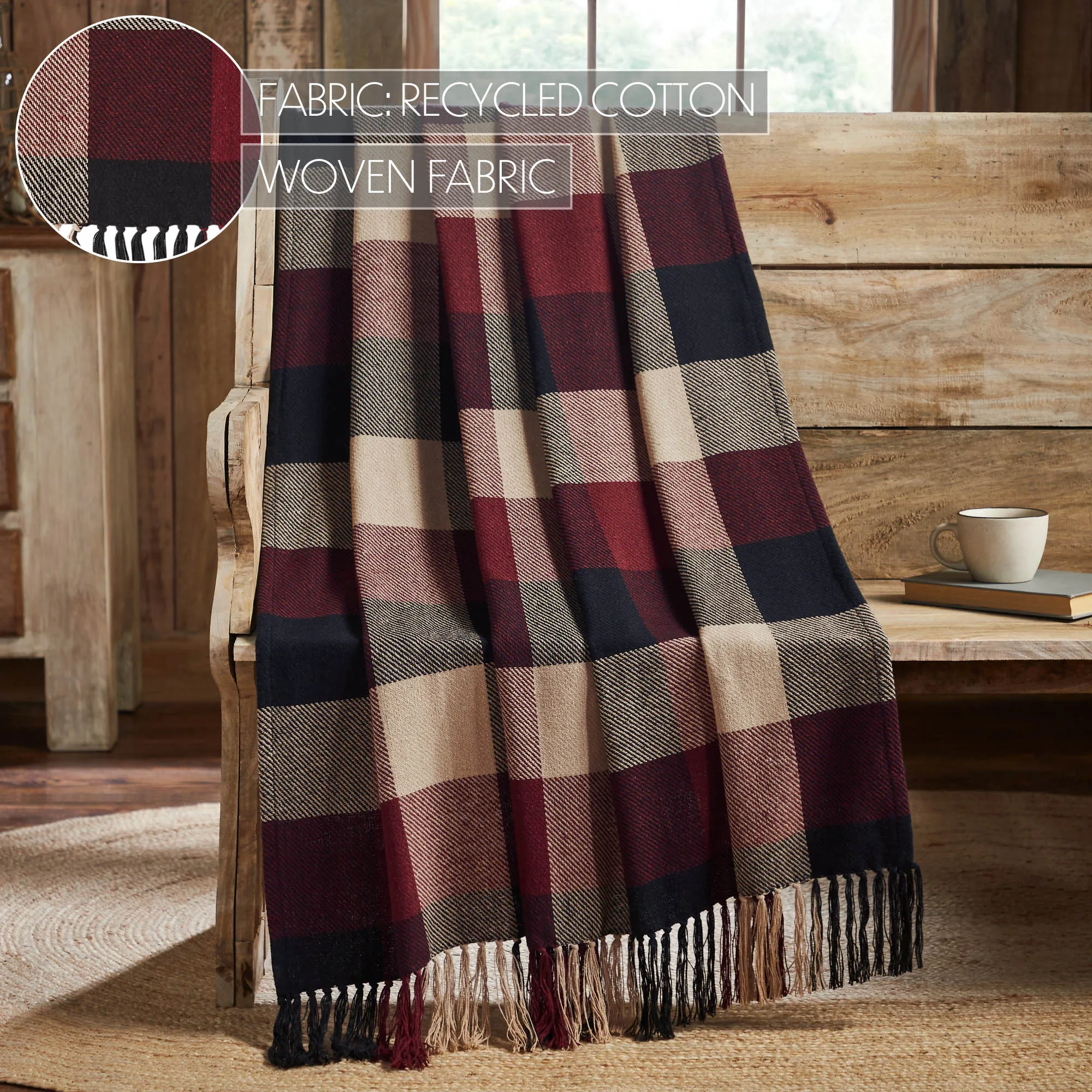 Heritage Farms Primitive Check Woven Throw 50x60