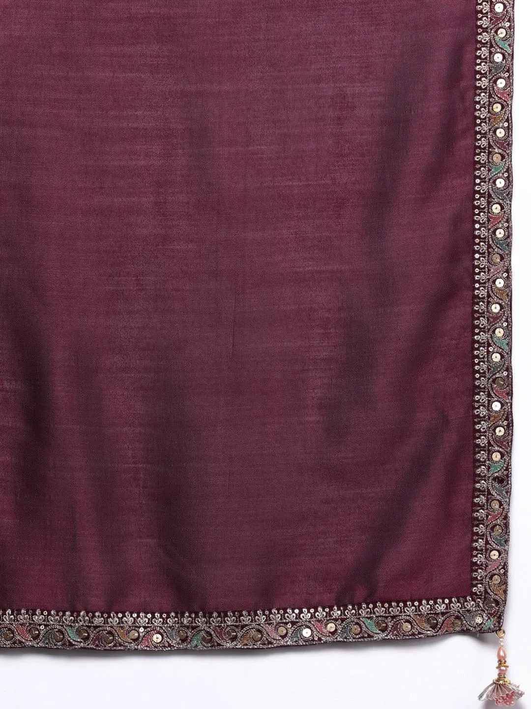 Jashvi Art Maroon Embroidered Silk Blend Pakistani Suit