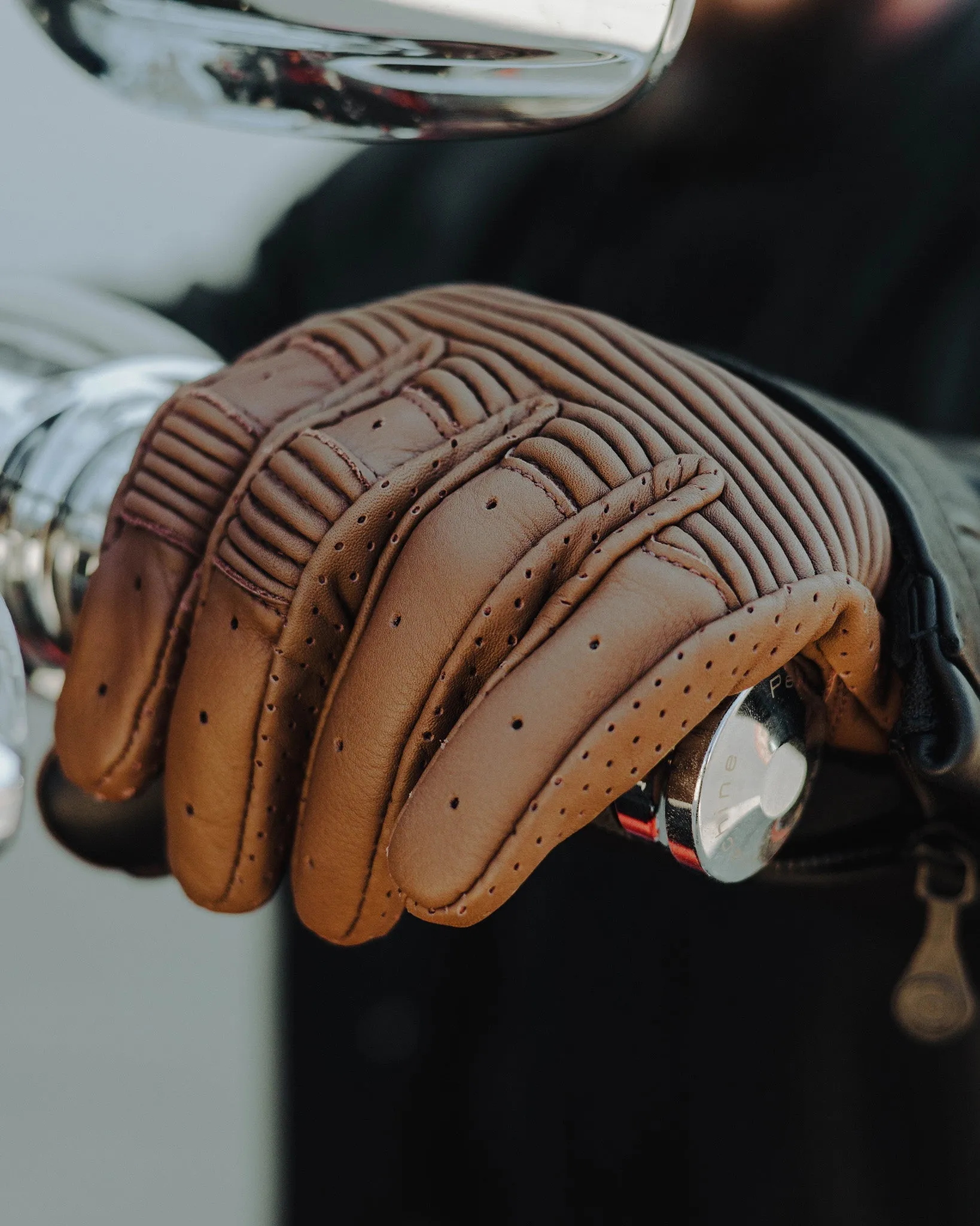 Jasper Leather Moto Gloves - Brown