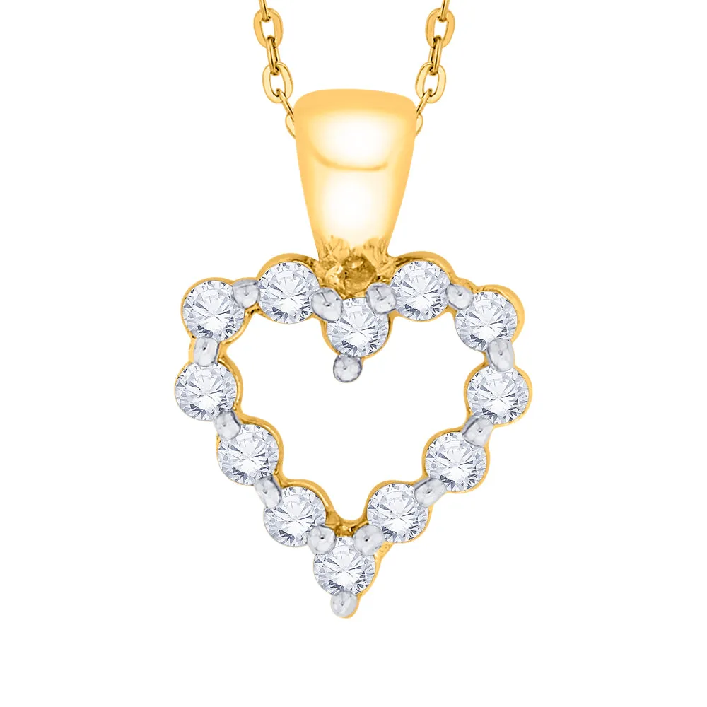 KATARINA 1/4 cttw Prong Set Diamond Heart Pendant Necklace