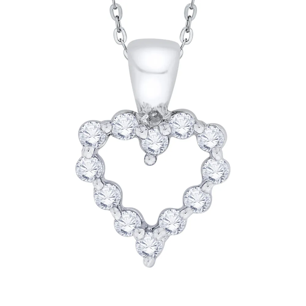 KATARINA 1/4 cttw Prong Set Diamond Heart Pendant Necklace