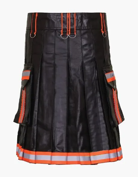 KILT OF BLACK FIREFIGHTER LEATHER