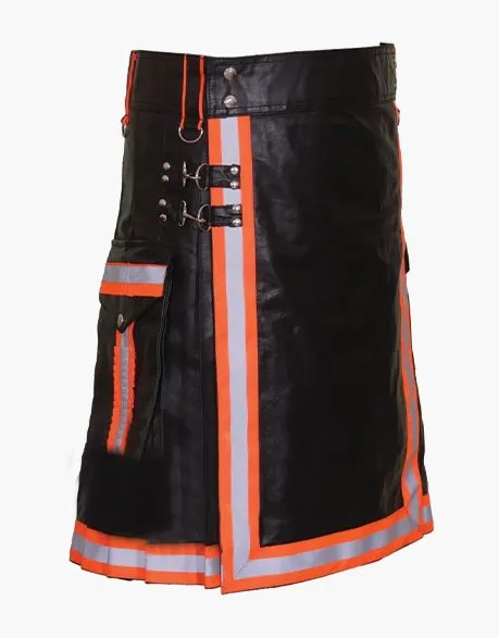 KILT OF BLACK FIREFIGHTER LEATHER