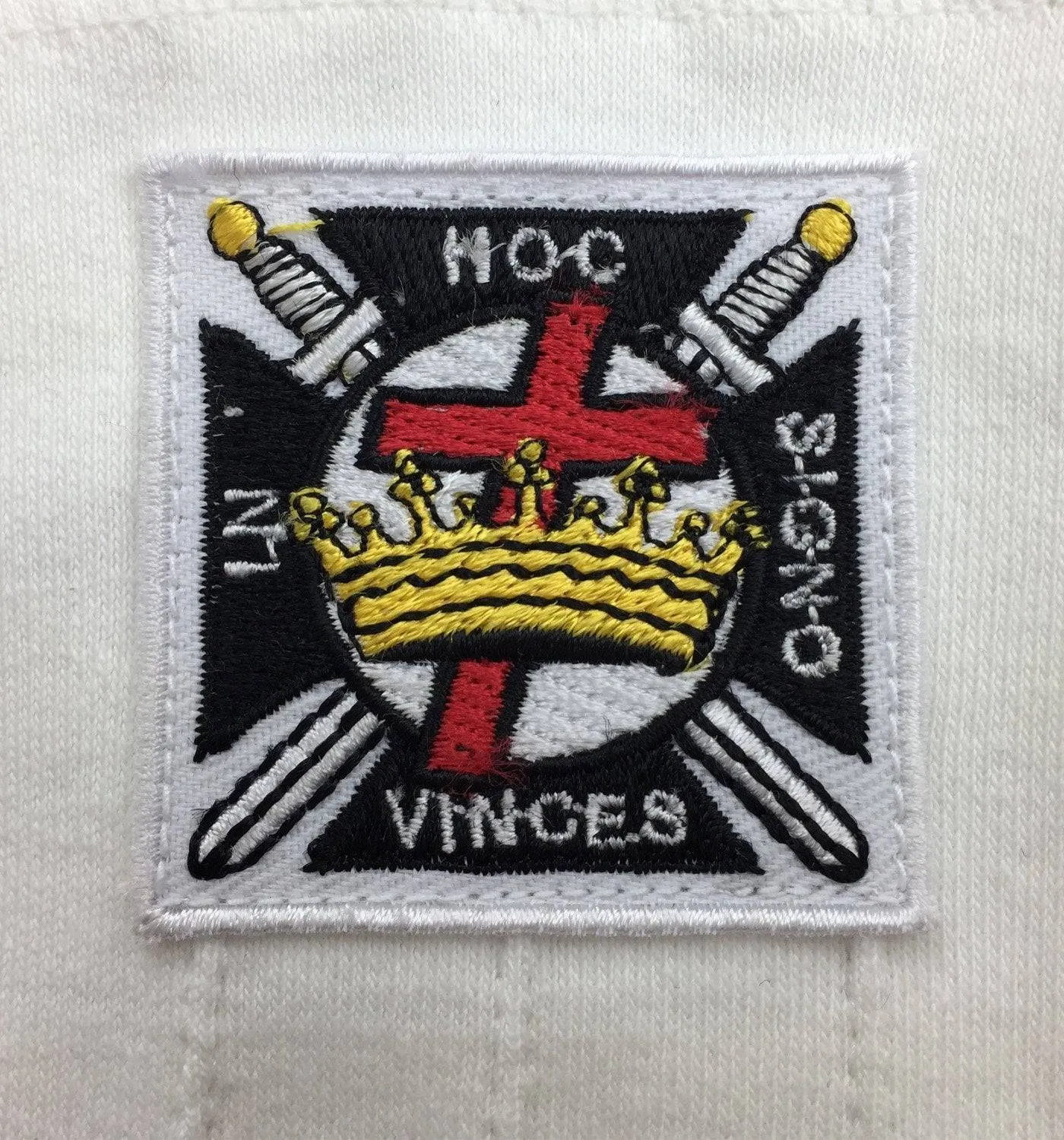 Knights Templar Commandery Gloves - White Cotton Machine Embroidered Emblem