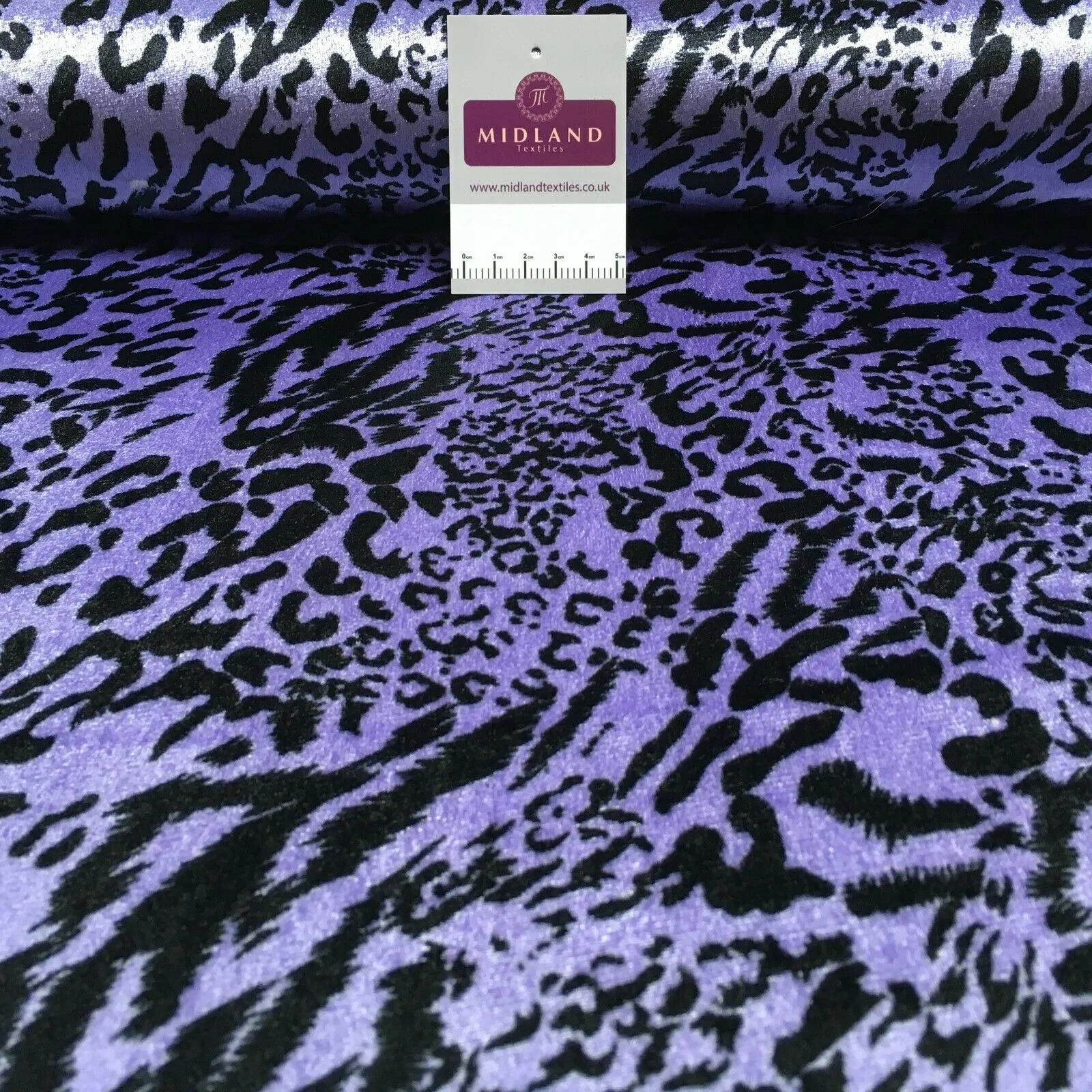 Lilac velvet velour animal print Fabric M1400-12 Mtex