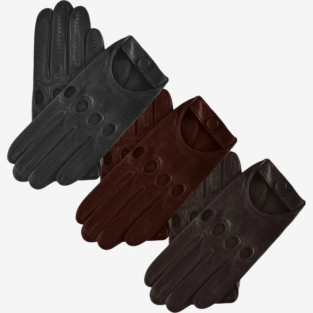 Mario (brown) - Italian lambskin leather driving gloves & touchscreen feature