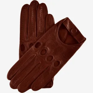 Mario (brown) - Italian lambskin leather driving gloves & touchscreen feature