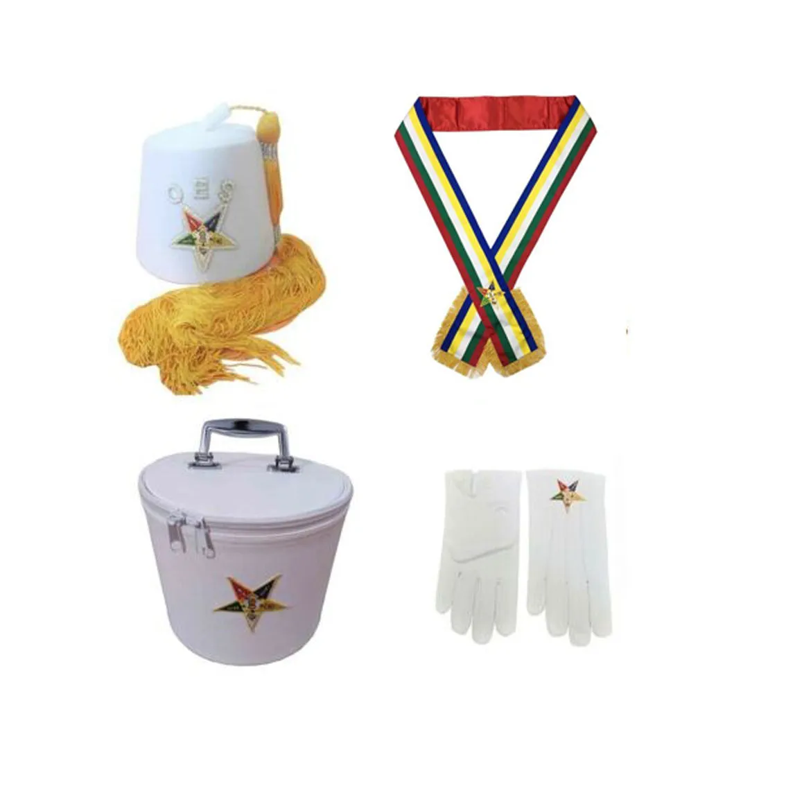 Masonic Regalia O.E.S Fez hat Fez Case Gloves Sash One Set For O.E.S Sistar