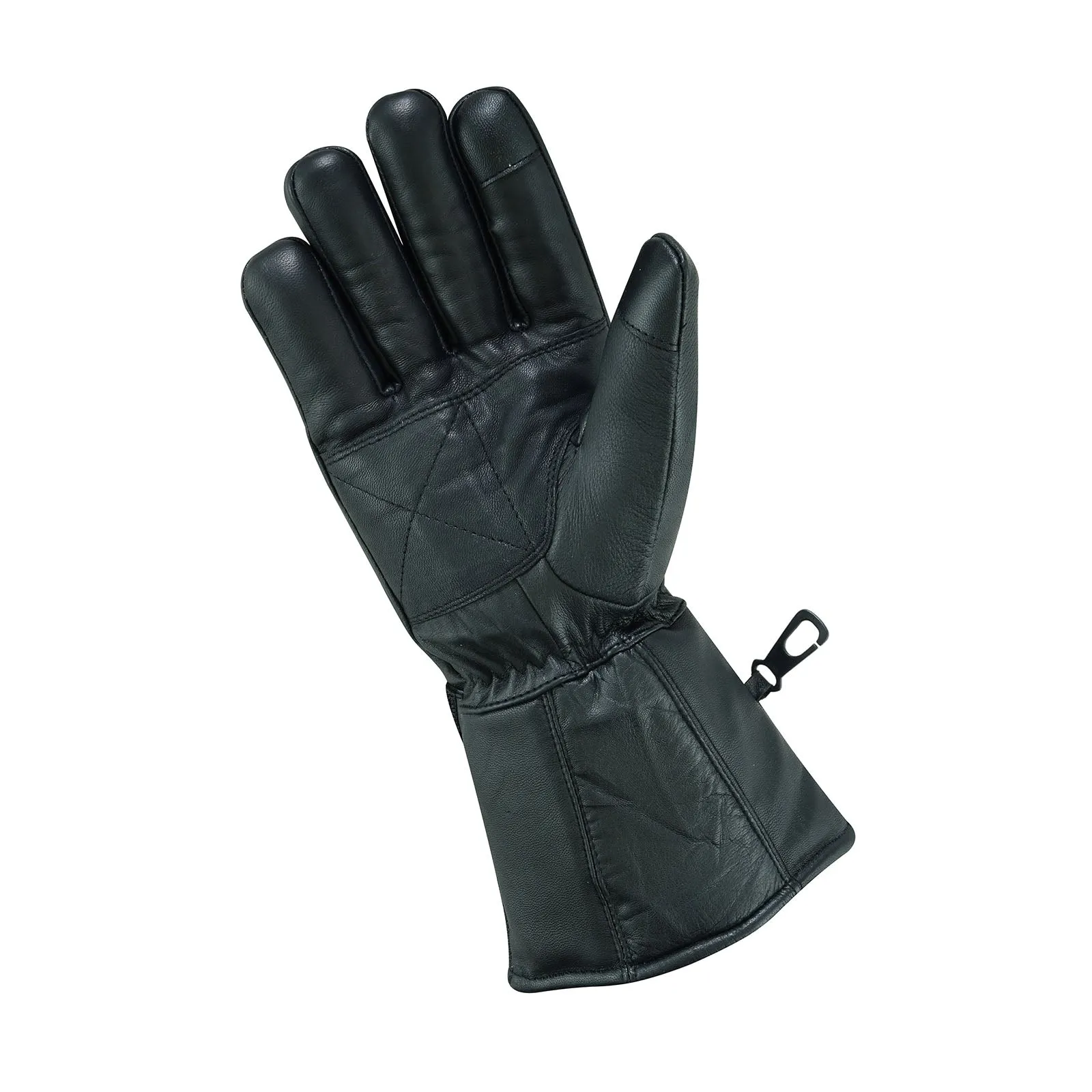 Men Genuine Sheep Leather Biker Gloves With Thinsulate Liner - Black