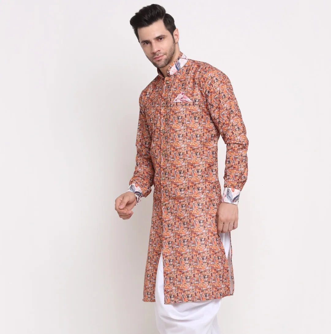 Men's Cotton Multicolor Striped Straight Kurta - Benstoke