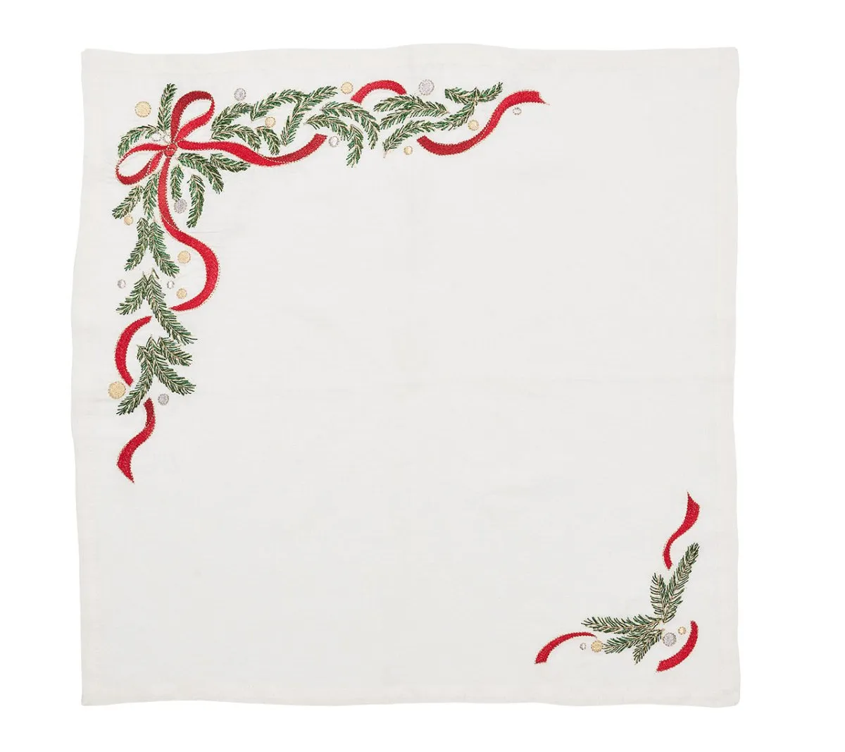 Merry and Bright Napkin in White, Red & Green, Set of 4