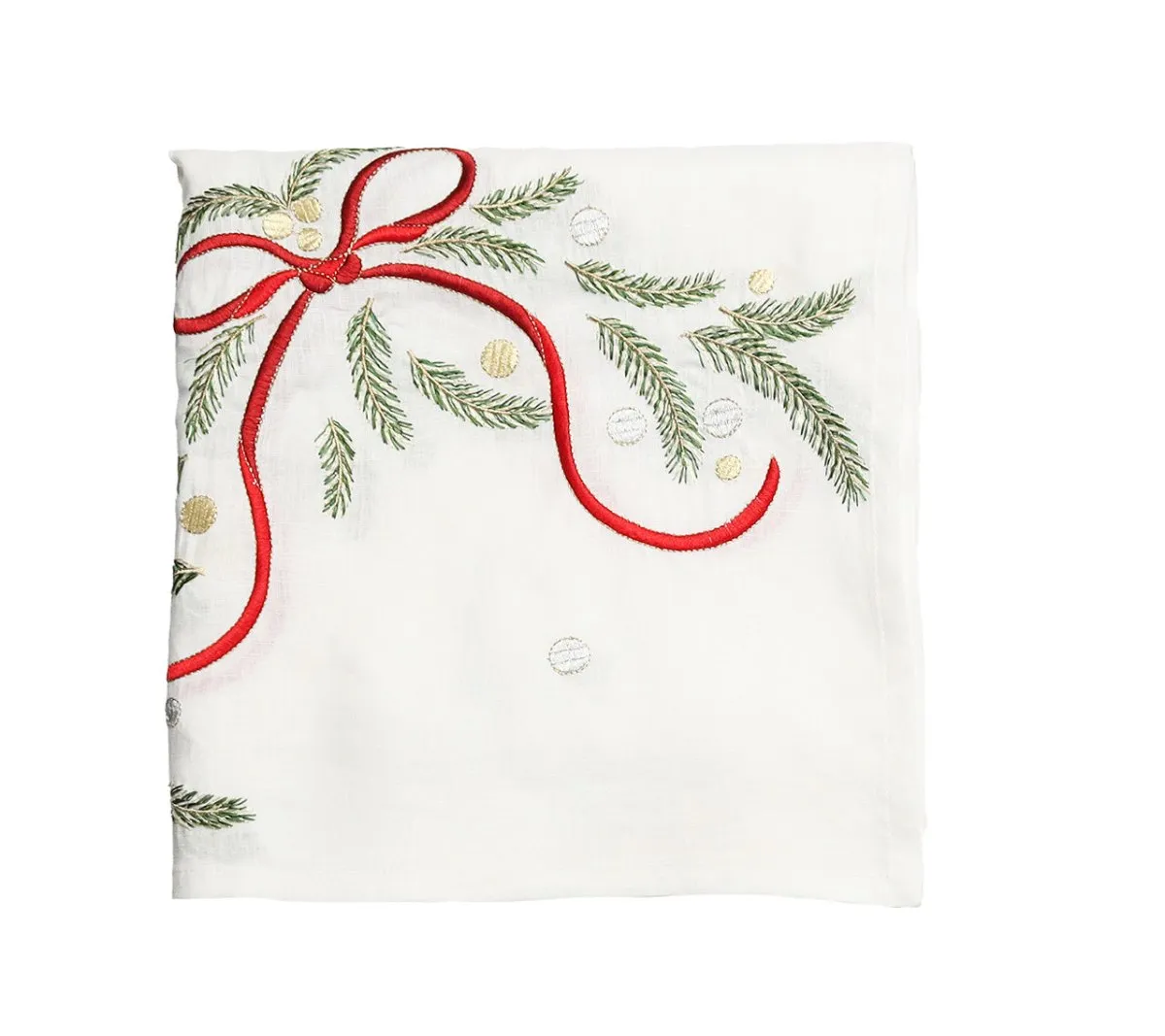 Merry and Bright Tablecloth in White, Red & Green