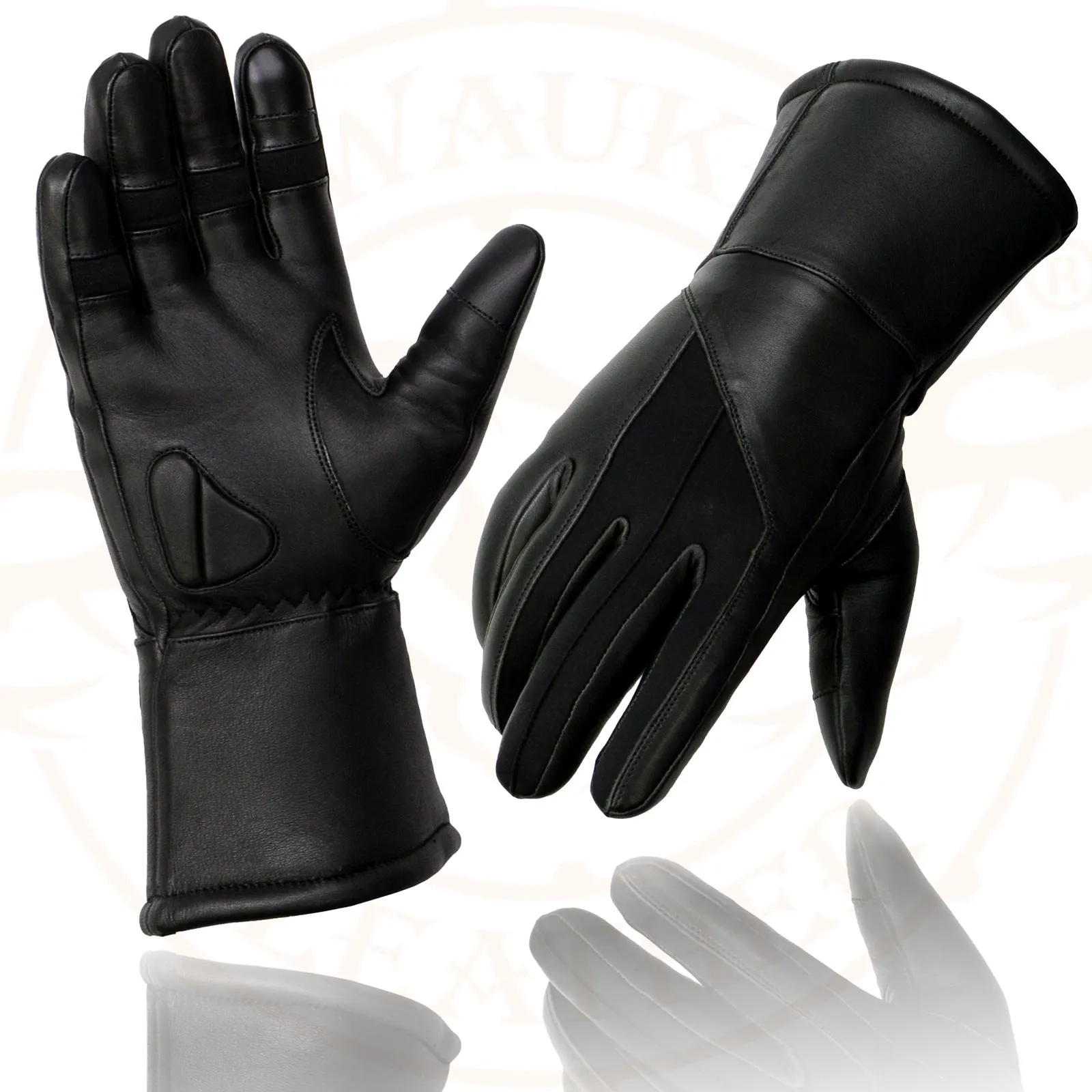 Milwaukee Leather MG7701 Women's Leather Biker Insulated Gauntlet Gloves w/ i-Touch and Wiper Blade - w/ Reflective Piping