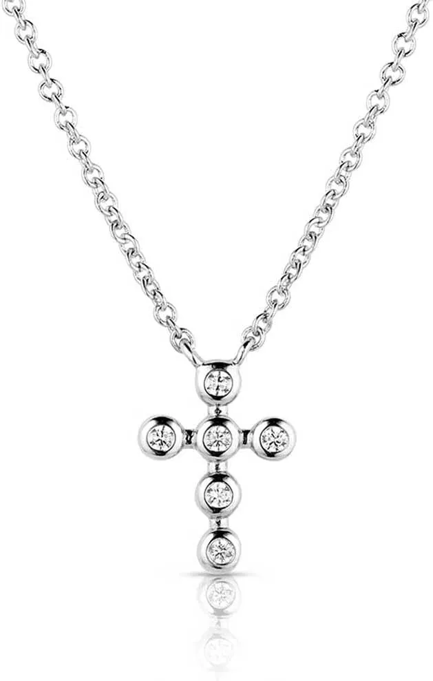 Montana Silversmiths Simple Belief Crystal Cross Christian Faith 19" Necklace