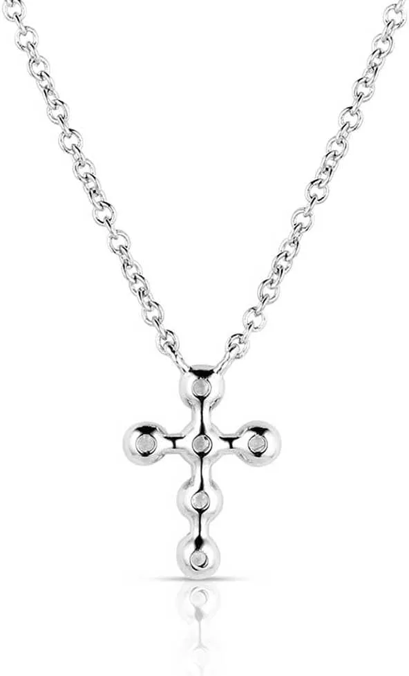 Montana Silversmiths Simple Belief Crystal Cross Christian Faith 19" Necklace