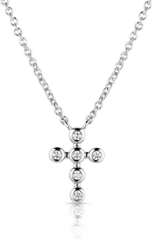 Montana Silversmiths Simple Belief Crystal Cross Christian Faith 19" Necklace