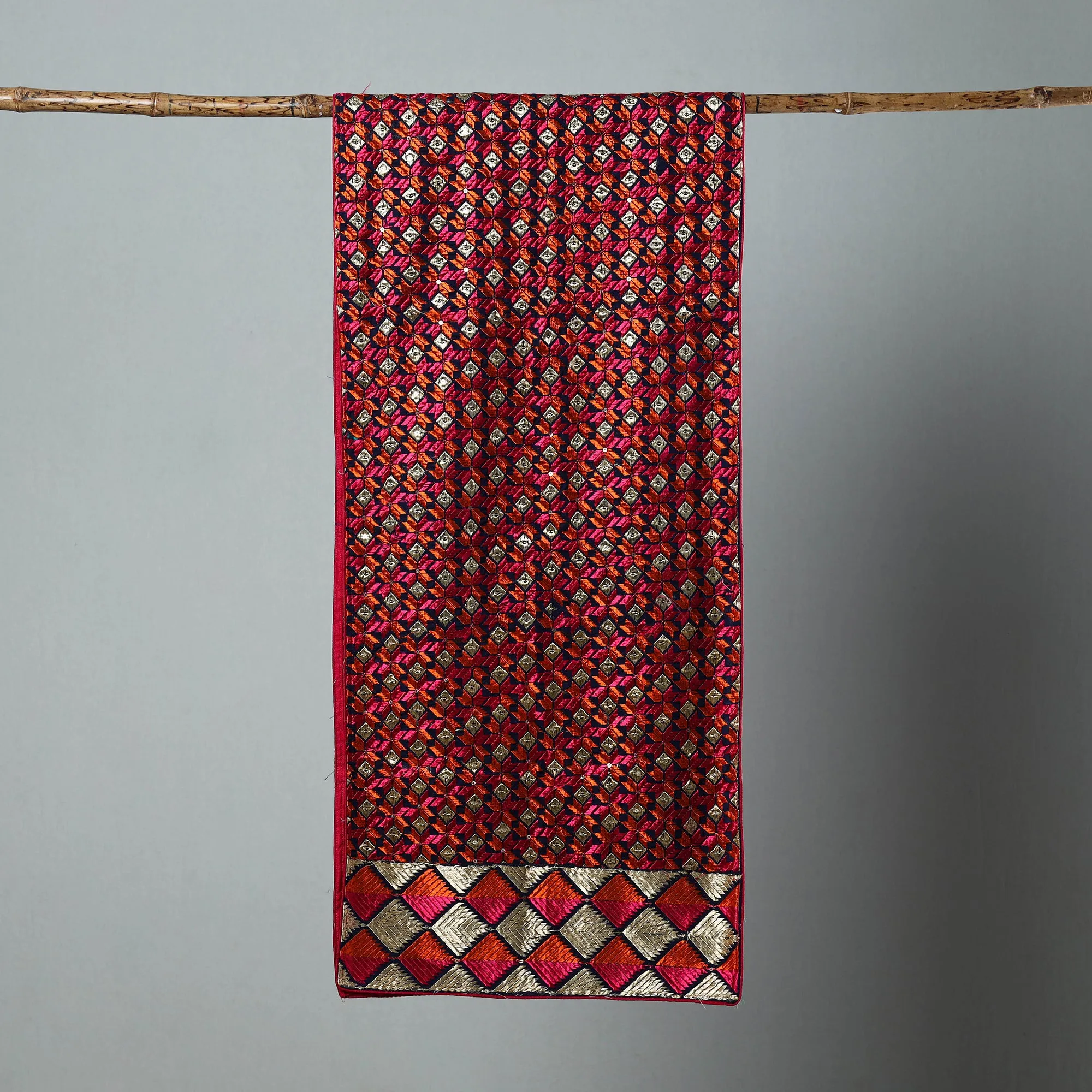 Multicolor - Phulkari Silk Cotton Embroidered Stole 07