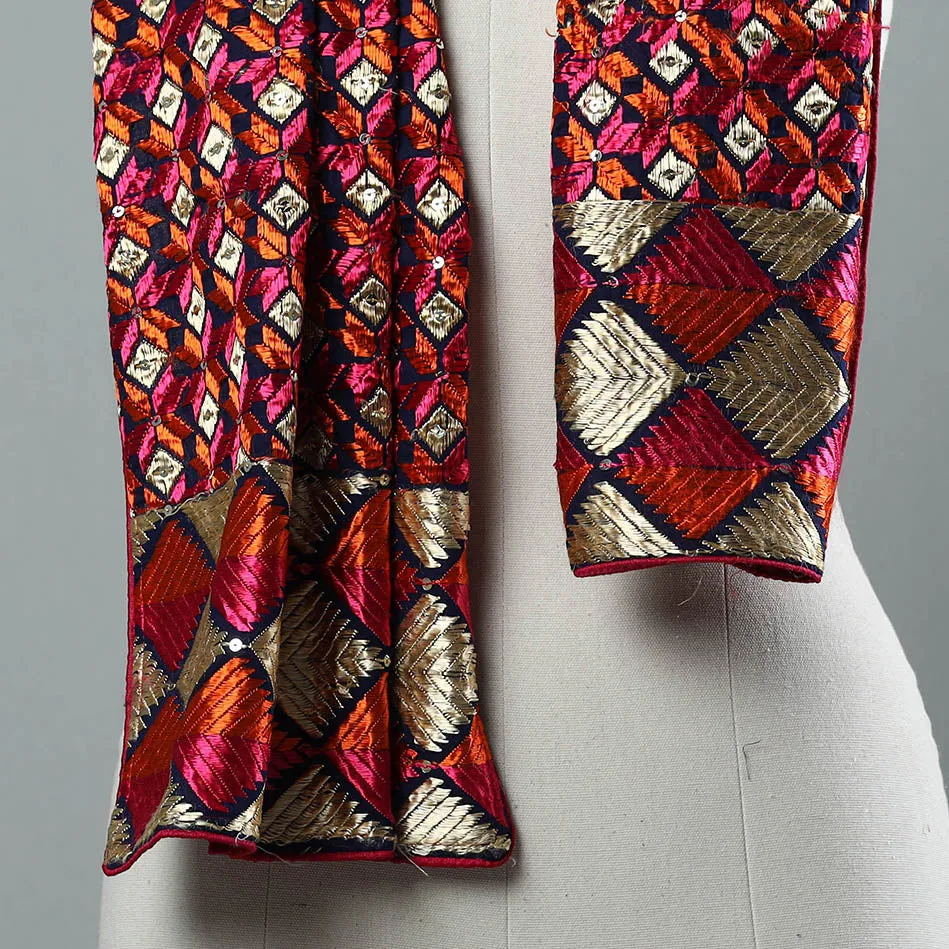 Multicolor - Phulkari Silk Cotton Embroidered Stole 07