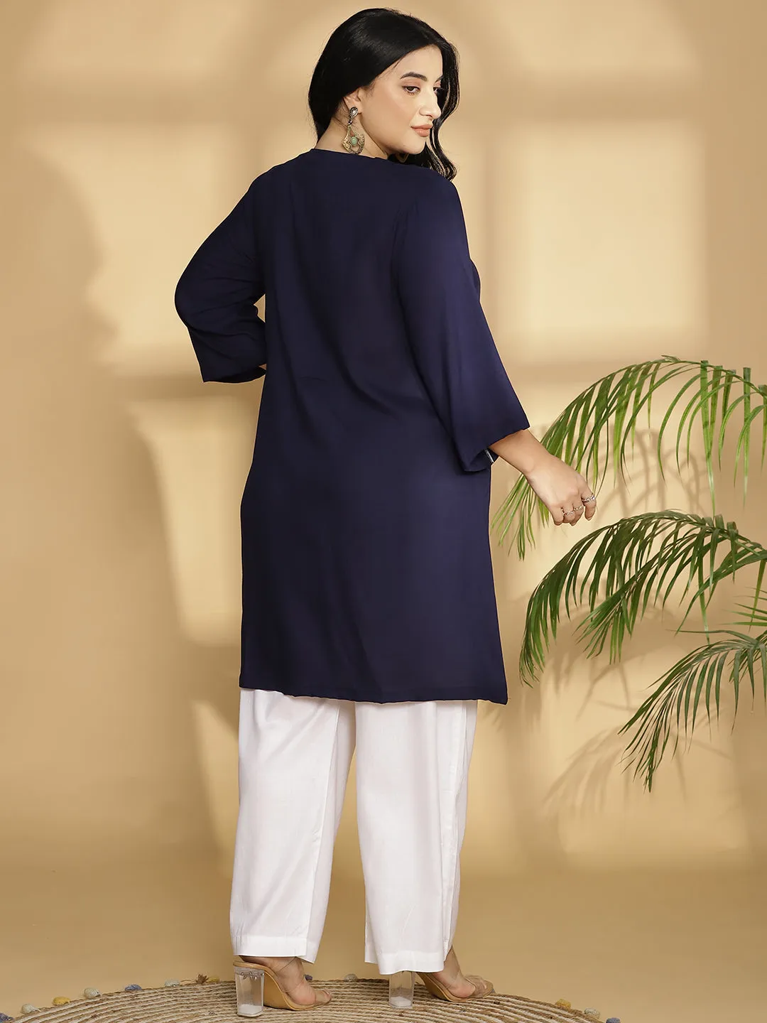 Navy Rayon Kurti - Jwala