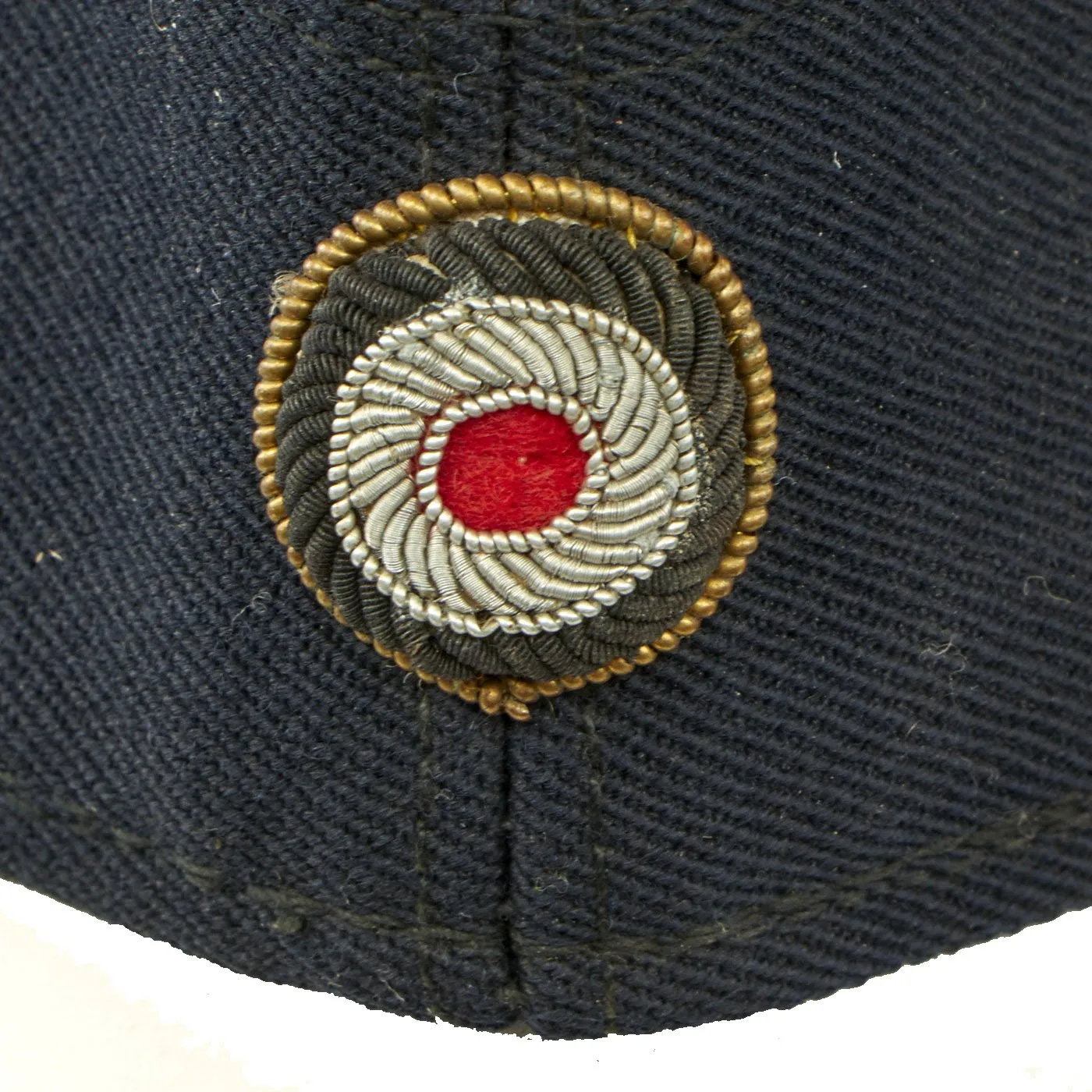 Original German WWII Kriegsmarine Navy Officer's M38 Overseas Cap with 32nd Minesweeper Flotilla Badge - Schiffchen