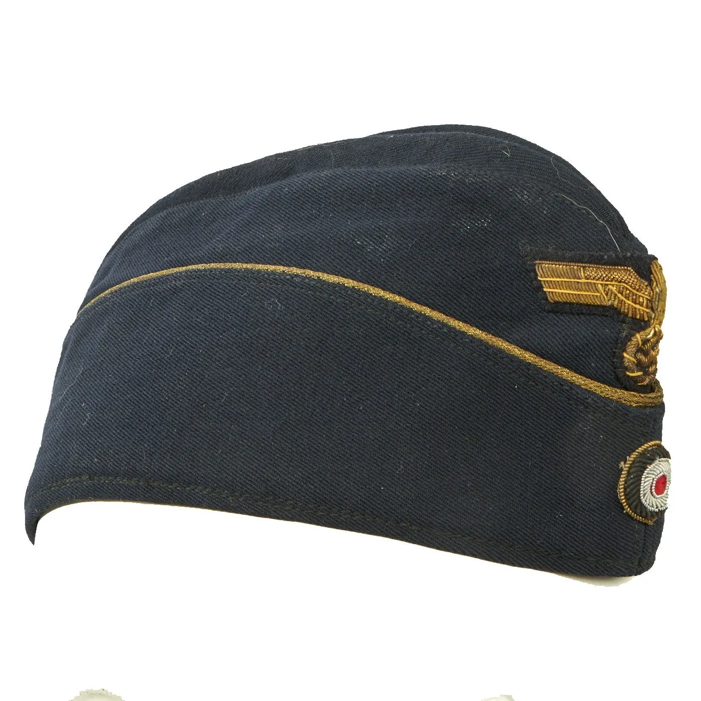 Original German WWII Kriegsmarine Navy Officer's M38 Overseas Cap with 32nd Minesweeper Flotilla Badge - Schiffchen