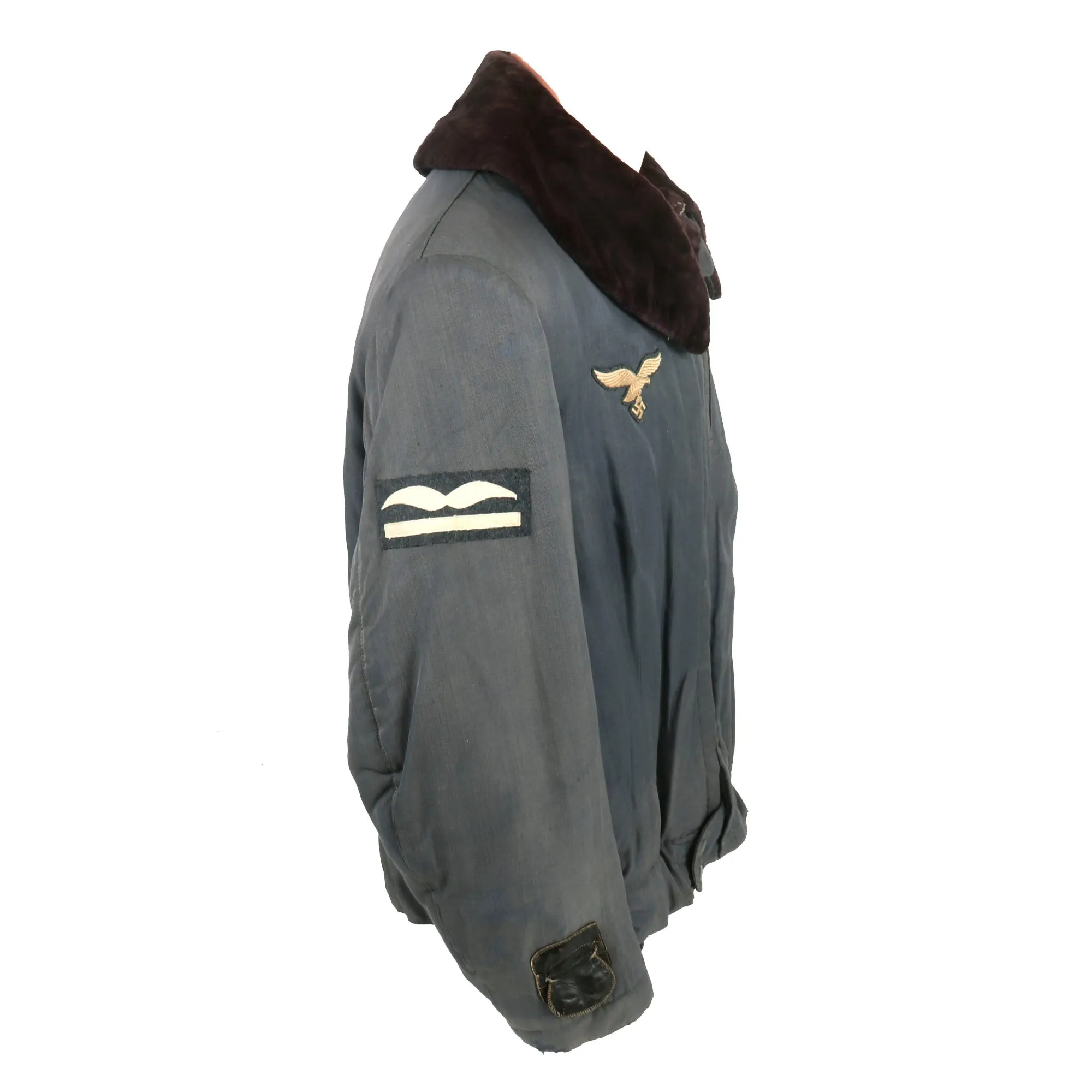 Original German WWII Luftwaffe Blue Electric Heated Leutnant Officer's Winter Flying Jacket - RBNr. Marked