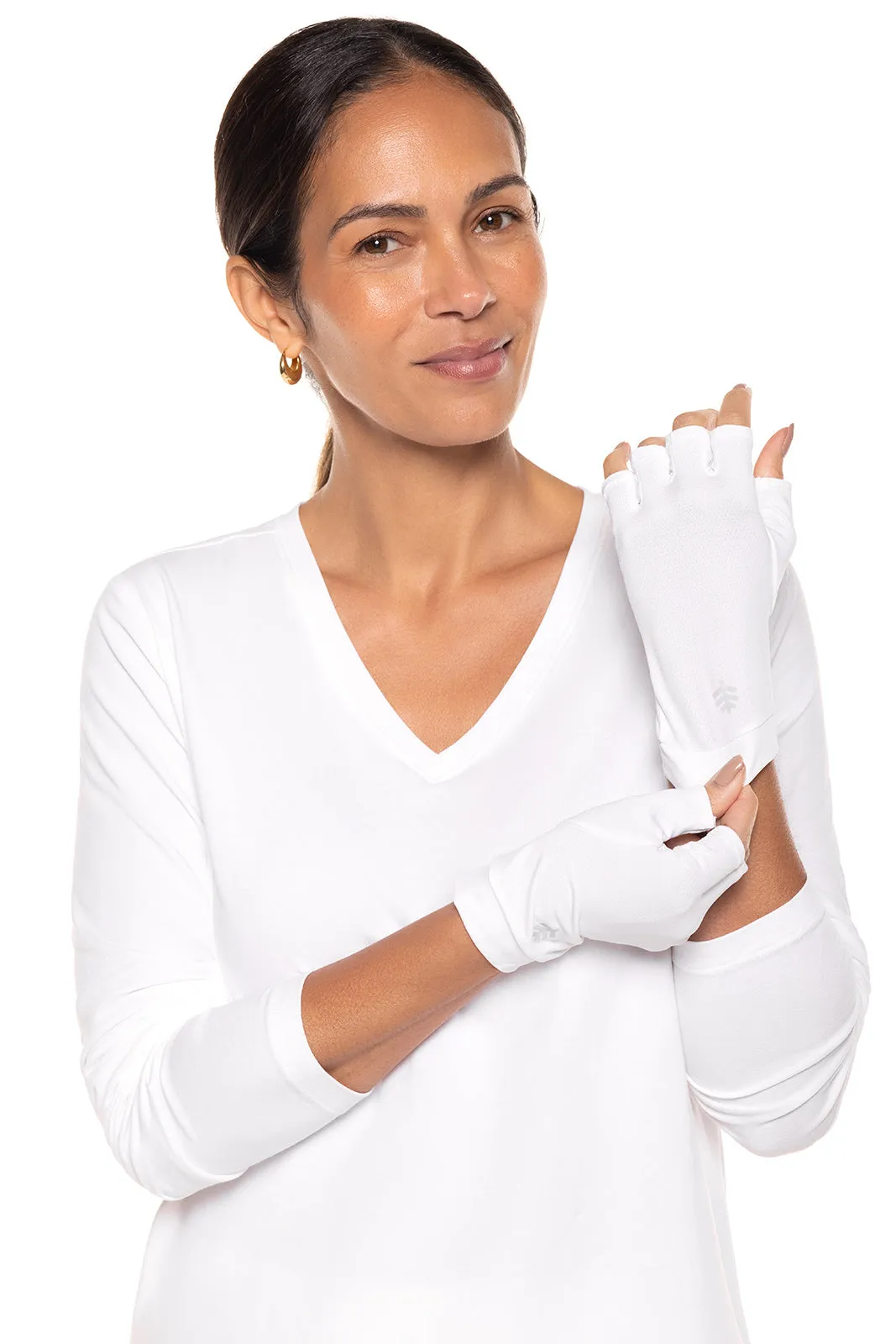 Ouray UV Fingerless Sun Gloves  |  White