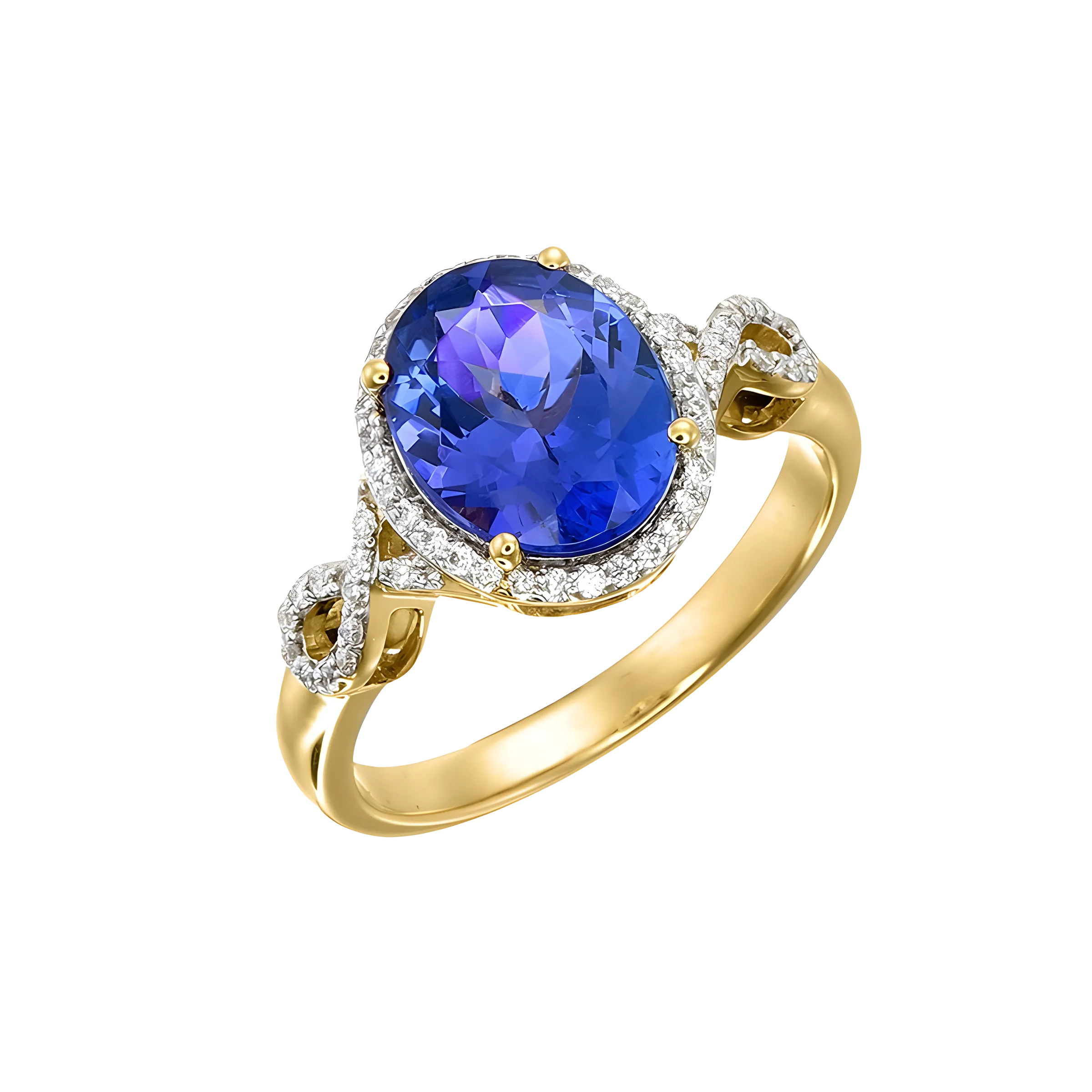 Oval Tanzanite and Diamond Ring in 18K Yellow Gold