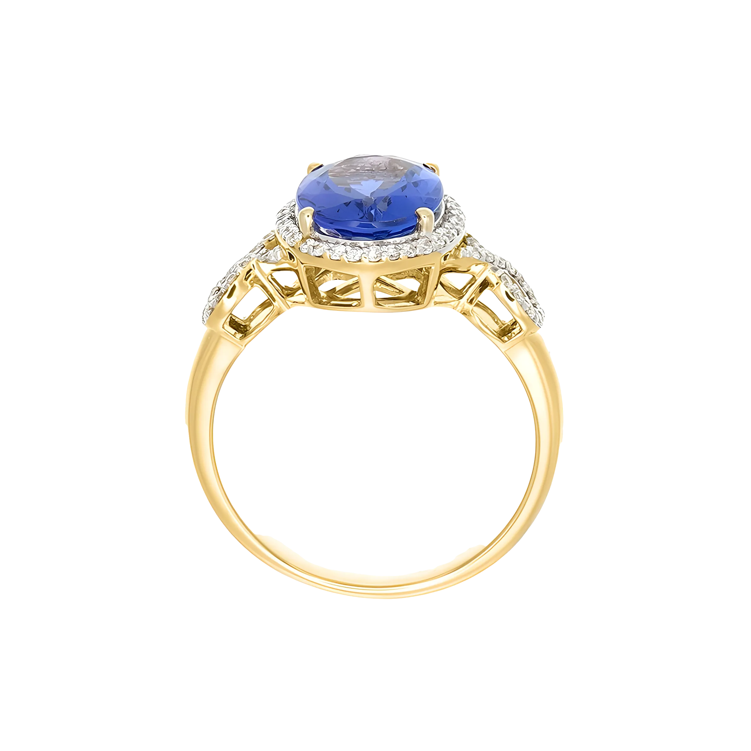 Oval Tanzanite and Diamond Ring in 18K Yellow Gold