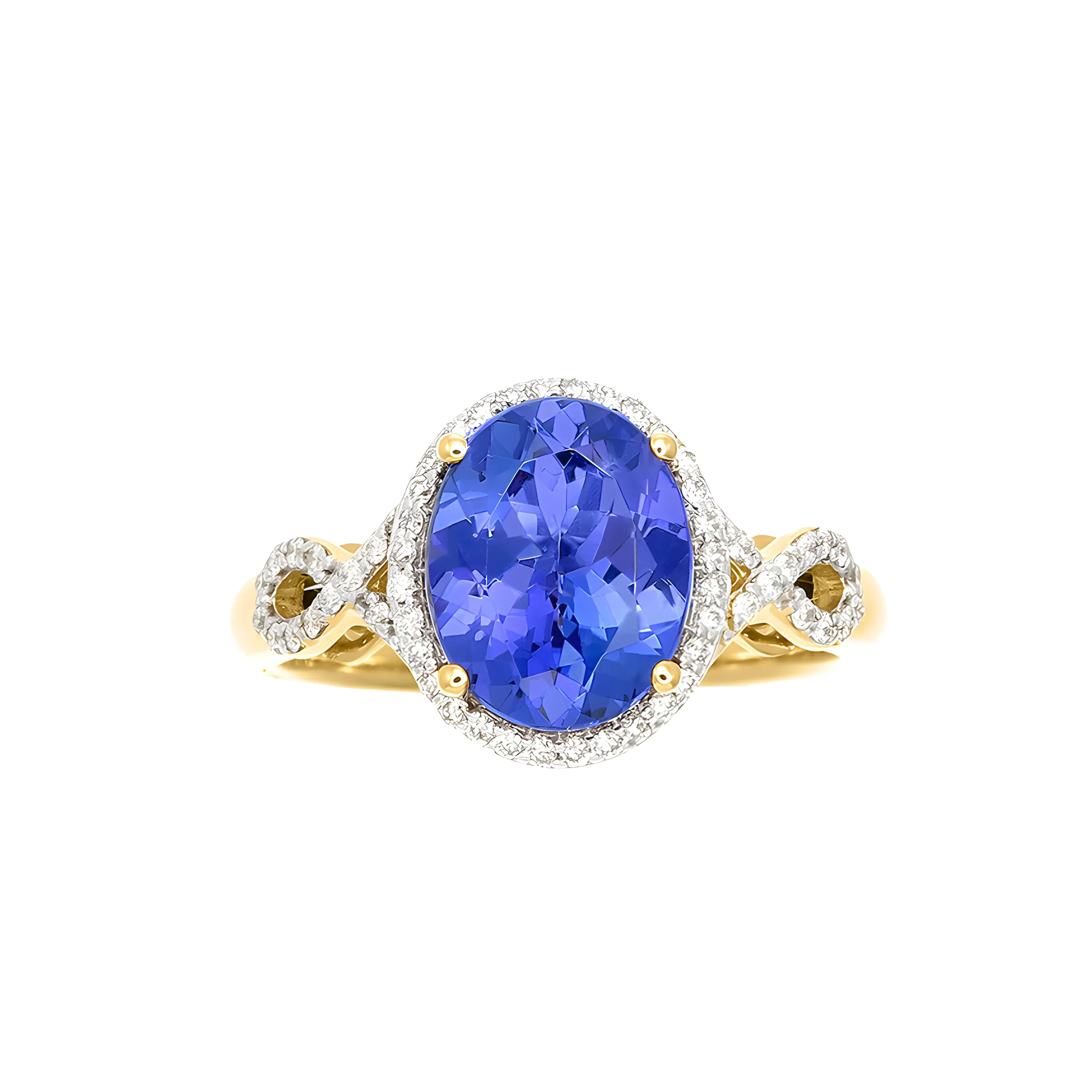 Oval Tanzanite and Diamond Ring in 18K Yellow Gold