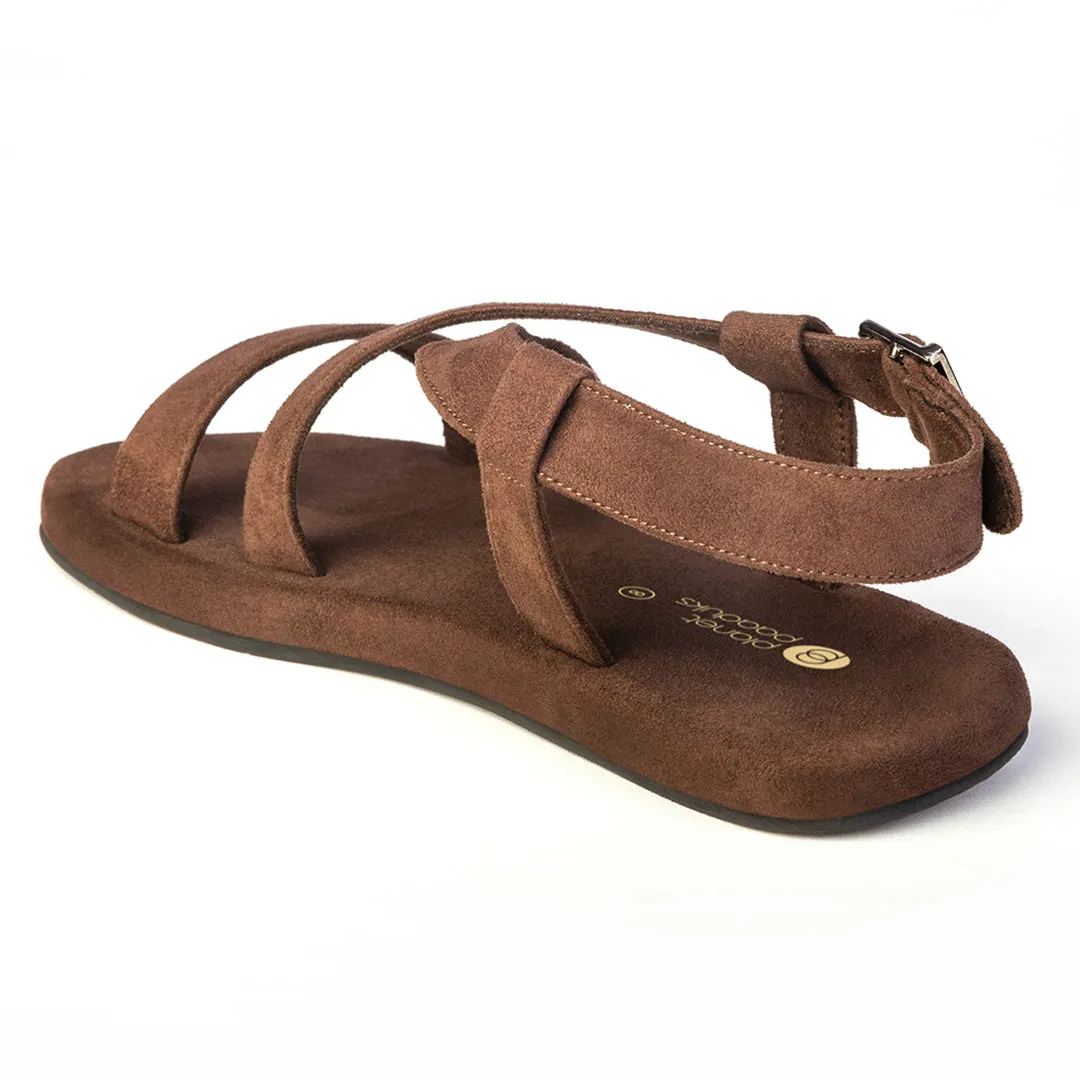 Paaduks Calor Luxe - Crossover Vegan Suede Brown Sandals