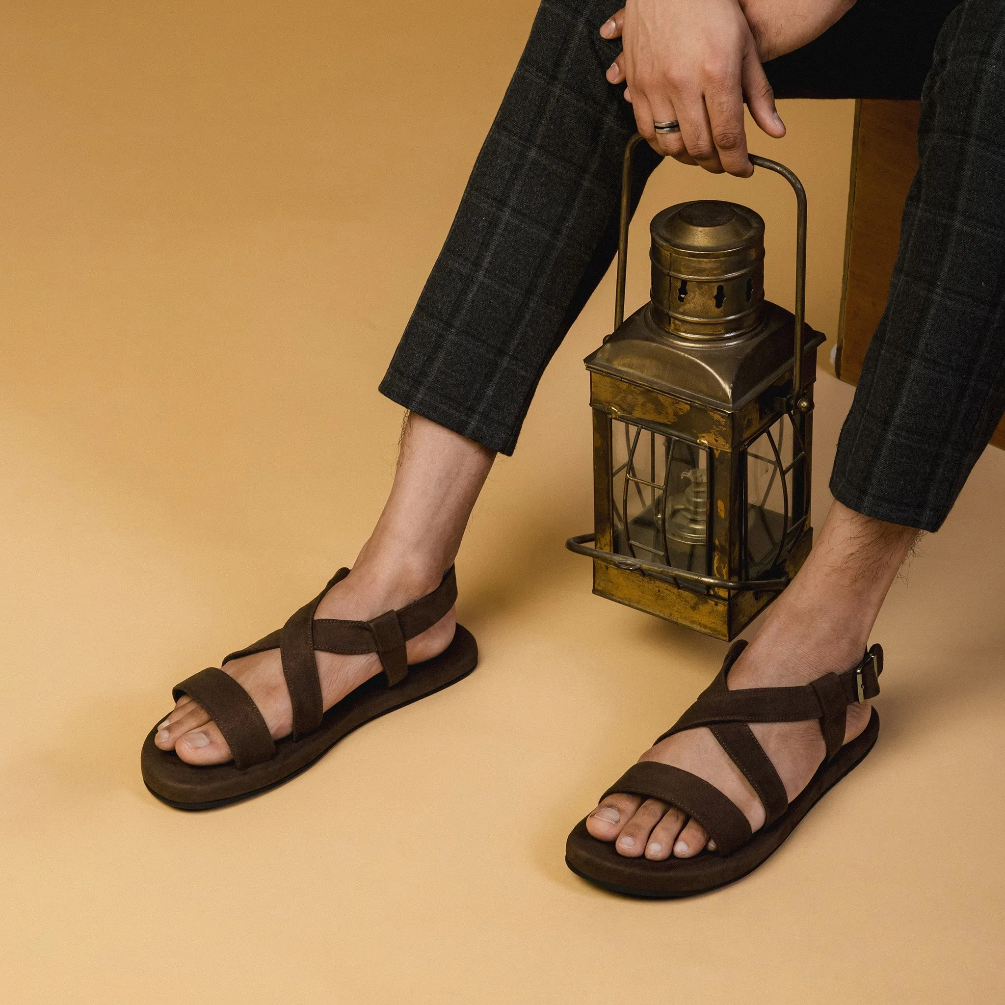 Paaduks Calor Luxe - Crossover Vegan Suede Brown Sandals