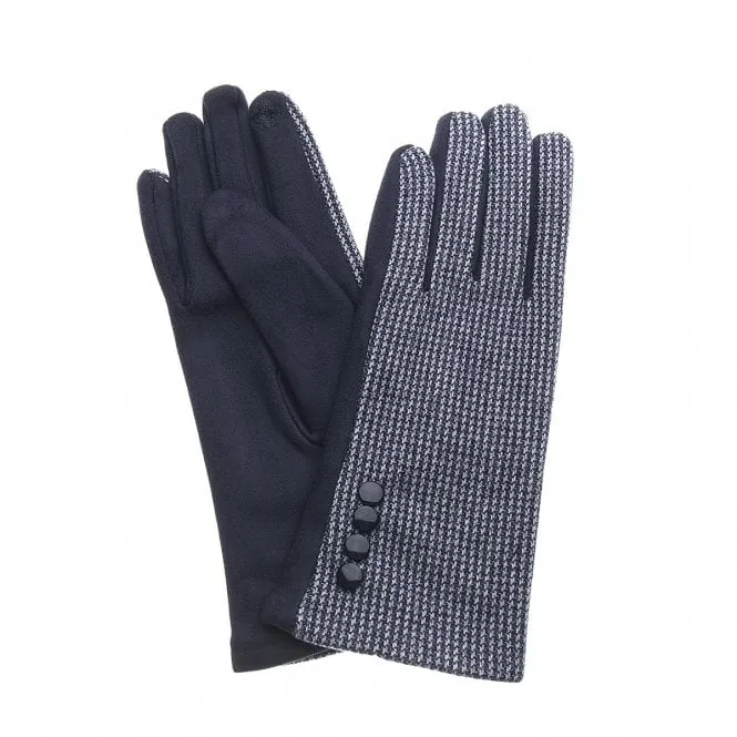 Park Lane Checked Gloves Navy