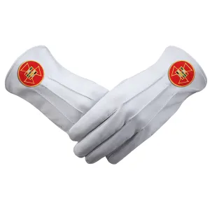 Past High Priest Royal Arch Chapter Gloves - Leather With Red Round Patch