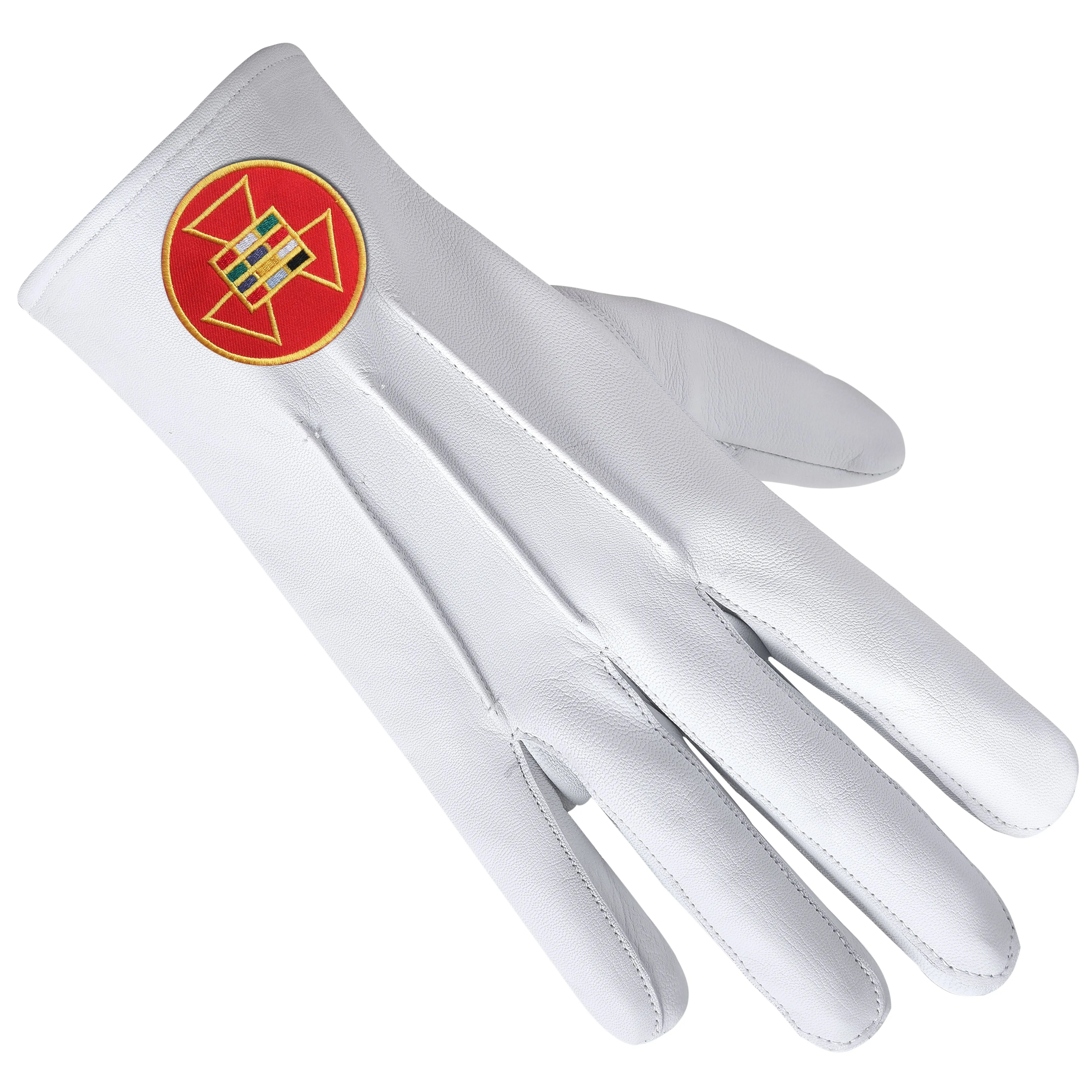 Past High Priest Royal Arch Chapter Gloves - Leather With Red Round Patch