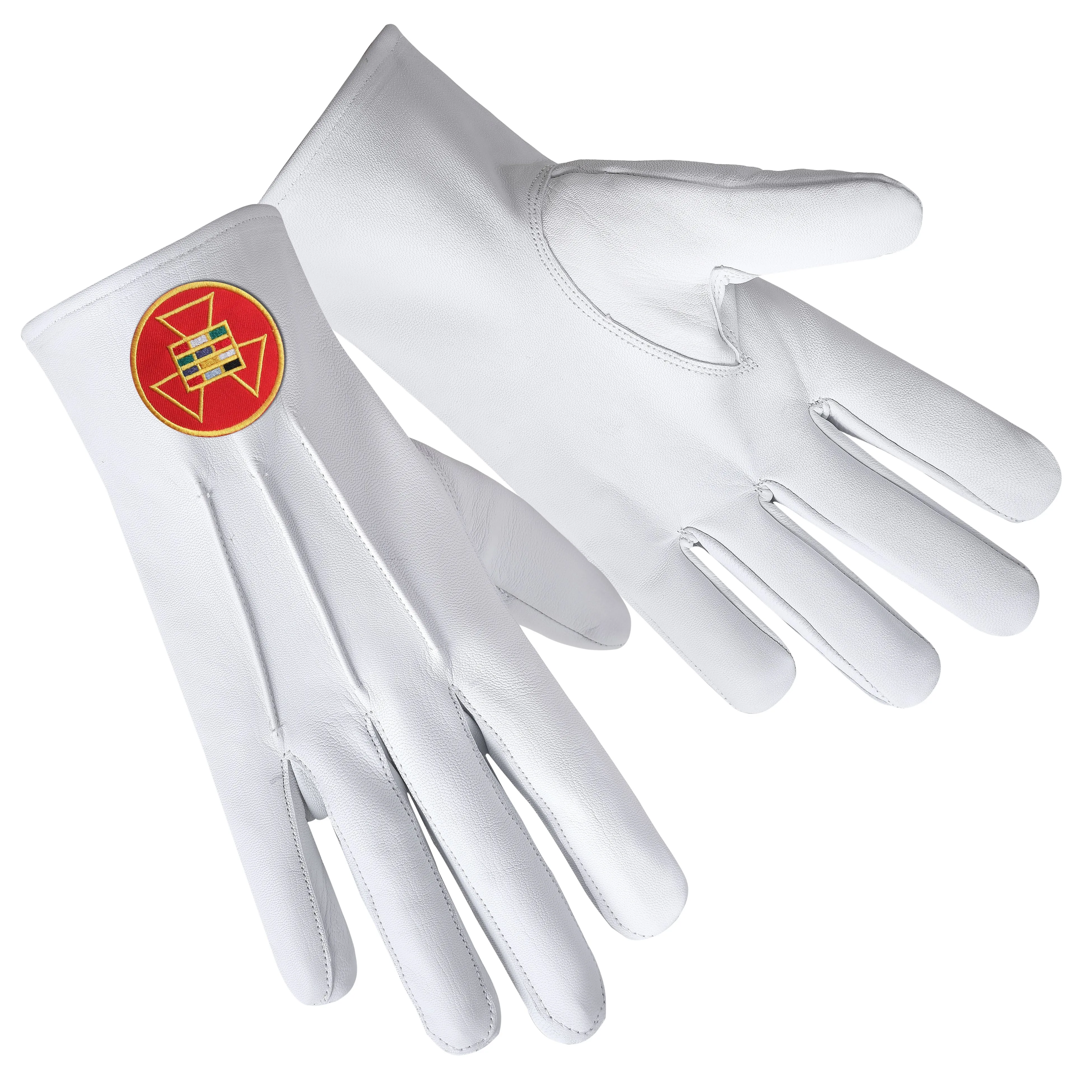 Past High Priest Royal Arch Chapter Gloves - Leather With Red Round Patch