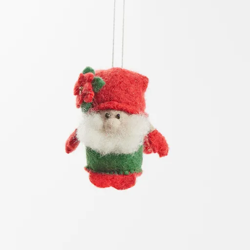 Poinsettia Tomte Gnome Ornament