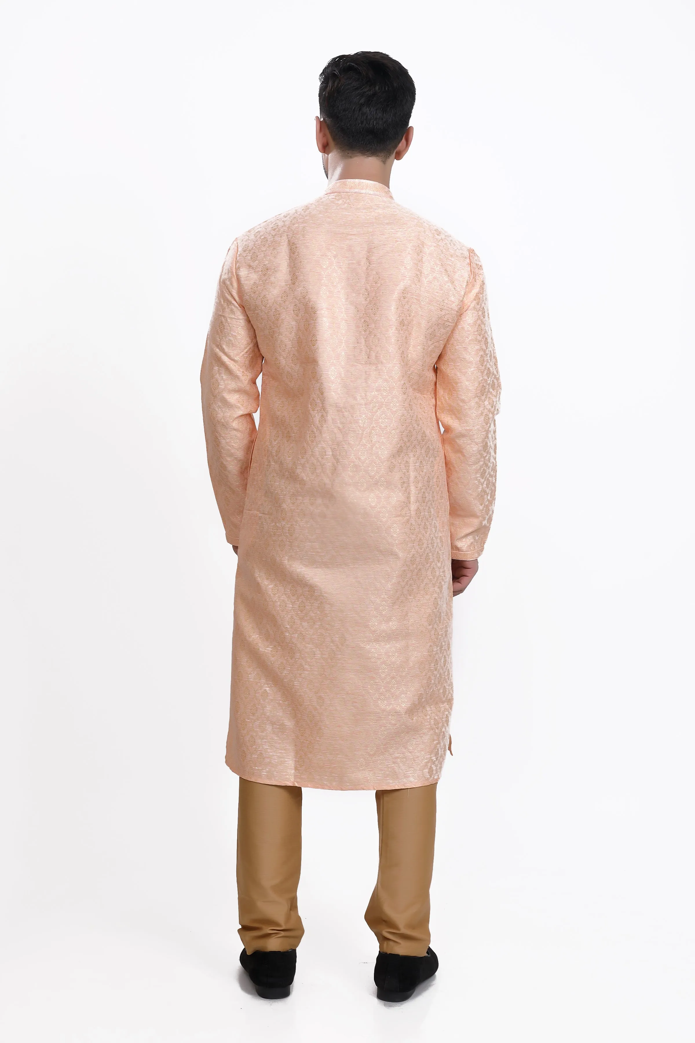 Powder peach mens kurta pyjama set