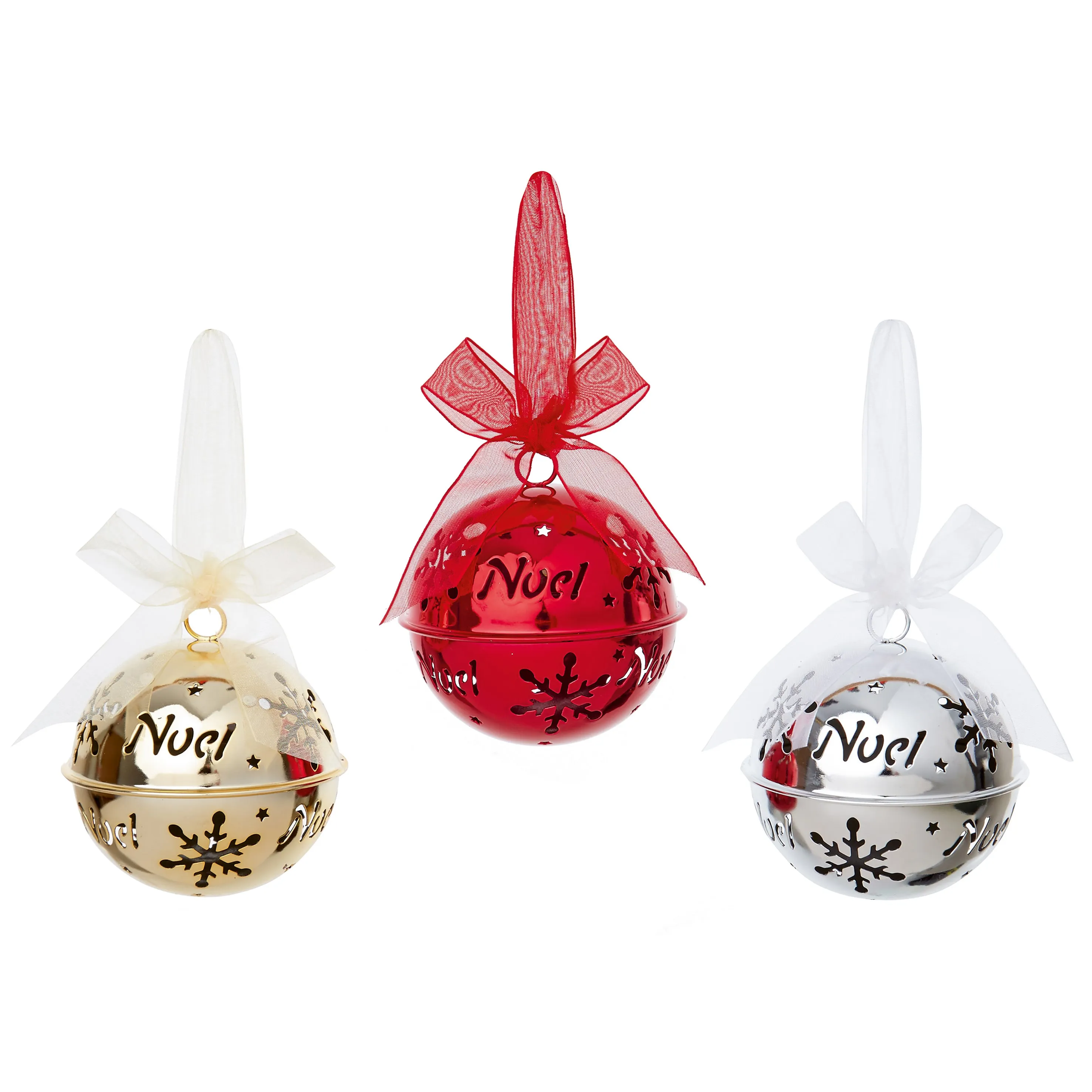 Premier 8cm Metal Noel Ball Christmas Bauble (Choice of 3)