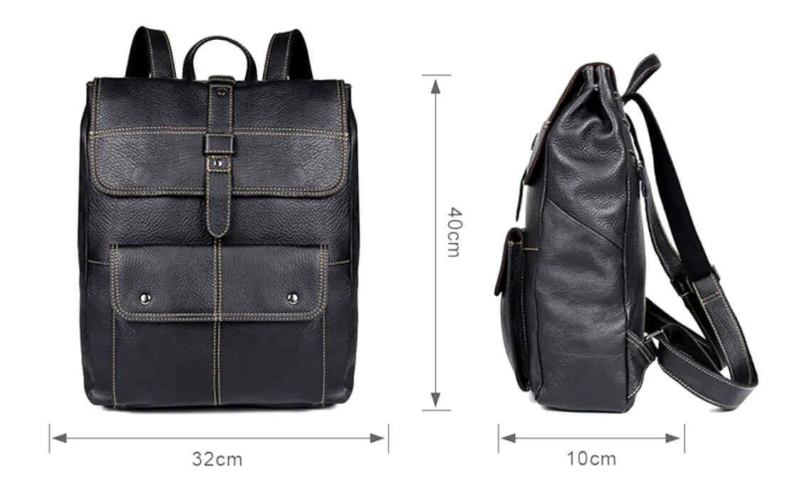 Premium Genuine Leather Backpack - Fits 15.6" Laptop