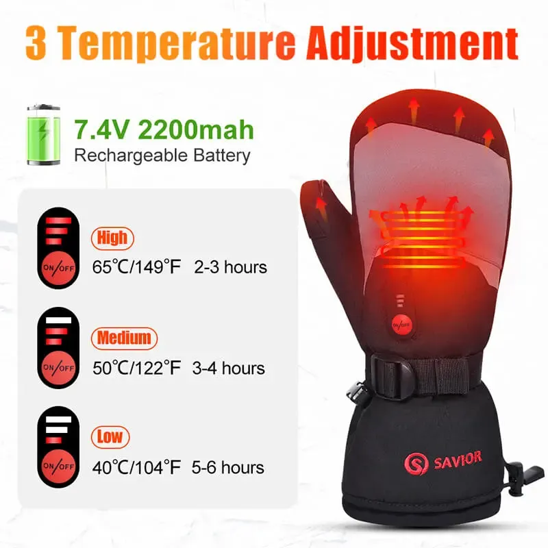 Savior Rechargeable Heated Ski Mittens