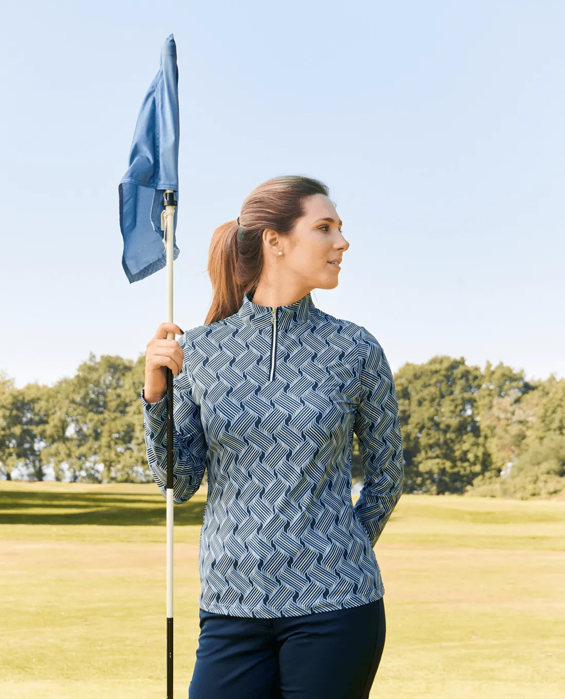 SIZE L - PURE GOLF Arusha Winter Midlayer Top 441 Optical Weave