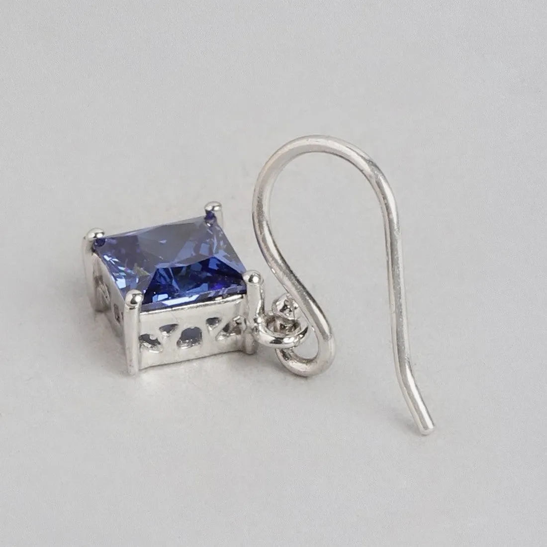 Sparkling Ocean Rhodium Plated 925 Sterling Silver Earring